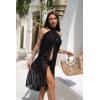 image:imageEkouaer Women Sarong Swimsuit Coverups Chiffon Long Bikini Wraps Sheer Beach Bathing Suit Cover Up4swiss Dot  Black