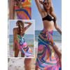 image:imageEkouaer Women Sarong Swimsuit Coverups Chiffon Long Bikini Wraps Sheer Beach Bathing Suit Cover UpBlack Pink Art Stripe