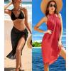 image:imageEkouaer Women Sarong Swimsuit Coverups Chiffon Long Bikini Wraps Sheer Beach Bathing Suit Cover UpBlackred