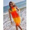 image:imageEkouaer Women Sarong Swimsuit Coverups Chiffon Long Bikini Wraps Sheer Beach Bathing Suit Cover UpGradientorange