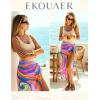 image:imageEkouaer Women Sarong Swimsuit Coverups Chiffon Long Bikini Wraps Sheer Beach Bathing Suit Cover UpPink Art Stripe