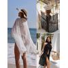 image:imageEkouaer Women Sarong Swimsuit Coverups Chiffon Long Bikini Wraps Sheer Beach Bathing Suit Cover UpSwiss Dotblack and White