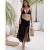 image:imageEkouaer Women Sarong Swimsuit Coverups Chiffon Long Bikini Wraps Sheer Beach Bathing Suit Cover UpSwiss Dotblack and White