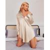image:imageEkouaer Women Satin Sleep Shirt Long Sleeve Nightgown Button Down Nightshirt Silk Sleepwear Soft Pajama Dress Sleep DressChampagne