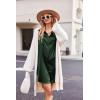 image:imageEkouaer Women Satin Sleep Shirt Long Sleeve Nightgown Button Down Nightshirt Silk Sleepwear Soft Pajama Dress Sleep DressGreen