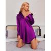 image:imageEkouaer Women Satin Sleep Shirt Long Sleeve Nightgown Button Down Nightshirt Silk Sleepwear Soft Pajama Dress Sleep DressPurple