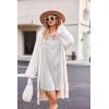 image:imageEkouaer Women Satin Sleep Shirt Long Sleeve Nightgown Button Down Nightshirt Silk Sleepwear Soft Pajama Dress Sleep DressWhite