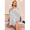 image:imageEkouaer Women Satin Sleep Shirt Long Sleeve Nightgown Button Down Nightshirt Silk Sleepwear Soft Pajama Dress Sleep DressWhite