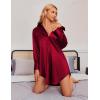 image:imageEkouaer Women Satin Sleep Shirt Long Sleeve Nightgown Button Down Nightshirt Silk Sleepwear Soft Pajama Dress Sleep DressWine Red
