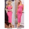 image:imageEkouaer Women Tank Maternity Dress Sleeveless Ribbed Knit Pregnancy Dresses Round Neck Pregnant LoungewearCoral Pink