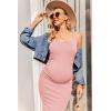 image:imageEkouaer Women Tank Maternity Dress Sleeveless Ribbed Knit Pregnancy Dresses Round Neck Pregnant LoungewearDirty Pink