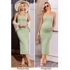 image:imageEkouaer Women Tank Maternity Dress Sleeveless Ribbed Knit Pregnancy Dresses Round Neck Pregnant LoungewearLight Green