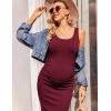 image:imageEkouaer Women Tank Maternity Dress Sleeveless Ribbed Knit Pregnancy Dresses Round Neck Pregnant LoungewearWine Red