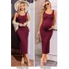 image:imageEkouaer Women Tank Maternity Dress Sleeveless Ribbed Knit Pregnancy Dresses Round Neck Pregnant LoungewearWine Red