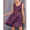 image:imageEkouaer Womens 2 Pack Satin Silk Nightgown Sleeveless Sleep Dress V Neck Nightshirt Soft Tank Pleated NightdressPurpleBlack