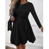 image:imageEkouaer Womens Maternity Dress Rib Knit Long Sleeve Pregnancy Dresses Crewneck Pregnant Clothes with BeltBlack