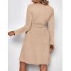 image:imageEkouaer Womens Maternity Dress Rib Knit Long Sleeve Pregnancy Dresses Crewneck Pregnant Clothes with BeltKhaki