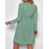 image:imageEkouaer Womens Maternity Dress Rib Knit Long Sleeve Pregnancy Dresses Crewneck Pregnant Clothes with BeltMint Green