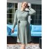 image:imageEkouaer Womens Maternity Dress Rib Knit Long Sleeve Pregnancy Dresses Crewneck Pregnant Clothes with BeltMint Green