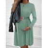 image:imageEkouaer Womens Maternity Dress Rib Knit Long Sleeve Pregnancy Dresses Crewneck Pregnant Clothes with BeltMint Green
