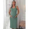 image:imageEkouaer Womens Maternity Dress Rib Knit Sleeveless Tank Side Slit Bodycon Dresses Pregnancy Clothes SXXLA Mint Green