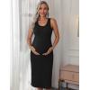 image:imageEkouaer Womens Maternity Dress Rib Knit Sleeveless Tank Side Slit Bodycon Dresses Pregnancy Clothes SXXLBlack