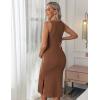 image:imageEkouaer Womens Maternity Dress Rib Knit Sleeveless Tank Side Slit Bodycon Dresses Pregnancy Clothes SXXLBrown