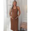 image:imageEkouaer Womens Maternity Dress Rib Knit Sleeveless Tank Side Slit Bodycon Dresses Pregnancy Clothes SXXLBrown