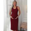 image:imageEkouaer Womens Maternity Dress Rib Knit Sleeveless Tank Side Slit Bodycon Dresses Pregnancy Clothes SXXLBurgundy