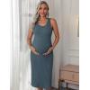 image:imageEkouaer Womens Maternity Dress Rib Knit Sleeveless Tank Side Slit Bodycon Dresses Pregnancy Clothes SXXLDark Blue