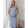 image:imageEkouaer Womens Maternity Dress Rib Knit Sleeveless Tank Side Slit Bodycon Dresses Pregnancy Clothes SXXLLight Blue
