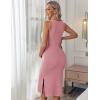 image:imageEkouaer Womens Maternity Dress Rib Knit Sleeveless Tank Side Slit Bodycon Dresses Pregnancy Clothes SXXLMisty Rose