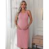 image:imageEkouaer Womens Maternity Dress Rib Knit Sleeveless Tank Side Slit Bodycon Dresses Pregnancy Clothes SXXLMisty Rose