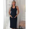 image:imageEkouaer Womens Maternity Dress Rib Knit Sleeveless Tank Side Slit Bodycon Dresses Pregnancy Clothes SXXLNavy