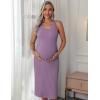 image:imageEkouaer Womens Maternity Dress Rib Knit Sleeveless Tank Side Slit Bodycon Dresses Pregnancy Clothes SXXLPurple