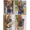 image:imageEkouaer Womens Maternity Shirts 3 Packs Flying Short Sleeve Pregnancy Tops Side Ruched Tunic Blouse Mama Clothes SXXLBlack  Dark Grey  Army Green3pcs