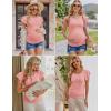 image:imageEkouaer Womens Maternity Shirts 3 Packs Flying Short Sleeve Pregnancy Tops Side Ruched Tunic Blouse Mama Clothes SXXLBlack  Purplishred  Orange Pink3pcs