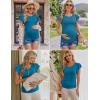 image:imageEkouaer Womens Maternity Shirts 3 Packs Flying Short Sleeve Pregnancy Tops Side Ruched Tunic Blouse Mama Clothes SXXLLake Blue  Grey  Black3pcs