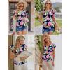 image:imageEkouaer Womens Maternity Shirts 3 Packs Flying Short Sleeve Pregnancy Tops Side Ruched Tunic Blouse Mama Clothes SXXLLake Green  Black  Floral Navy Blue3pcs