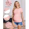 image:imageEkouaer Womens Maternity Shirts 3 Packs Round Neck Short Sleeve Side Ruched Swiss Dot T Shirt Tops SXXLBlackDark GreyDirty Pink