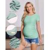 image:imageEkouaer Womens Maternity Shirts 3 Packs Round Neck Short Sleeve Side Ruched Swiss Dot T Shirt Tops SXXLBlackDark GreyIce Green