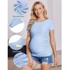 image:imageEkouaer Womens Maternity Shirts 3 Packs Round Neck Short Sleeve Side Ruched Swiss Dot T Shirt Tops SXXLBlackDark GreyLight Blue
