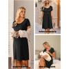 image:imageEkouaer Womens Nursing Dress Summer Short Sleeve Patchwork Maternity Breastfeeding Knee Length DressBlack