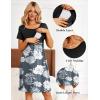 image:imageEkouaer Womens Nursing Dress Summer Short Sleeve Patchwork Maternity Breastfeeding Knee Length DressBlackfloral Grey