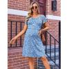 image:imageEkouaer Womens Nursing Dress Summer Short Sleeve Patchwork Maternity Breastfeeding Knee Length DressBlue Floral