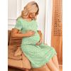 image:imageEkouaer Womens Nursing Dress Summer Short Sleeve Patchwork Maternity Breastfeeding Knee Length DressGreen Floral