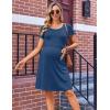 image:imageEkouaer Womens Nursing Dress Summer Short Sleeve Patchwork Maternity Breastfeeding Knee Length DressGrey Blue