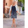 image:imageEkouaer Womens Nursing Dress Summer Short Sleeve Patchwork Maternity Breastfeeding Knee Length DressNavy Blue Floral