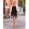 image:imageEkouaer Womens Nursing Dress Summer Short Sleeve Patchwork Maternity Breastfeeding Knee Length DressPink Black Floral