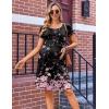 image:imageEkouaer Womens Nursing Dress Summer Short Sleeve Patchwork Maternity Breastfeeding Knee Length DressPink Black Floral
